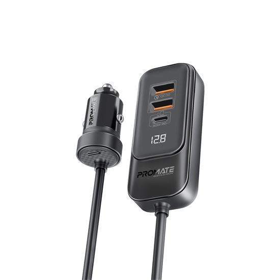 PROMATE 120W In-Car Device Charger with Backseat 3 Port Charging Hub. Promate — view 2