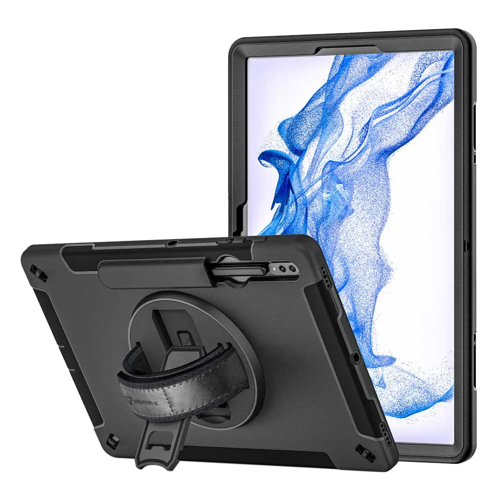 Rainproof Military Grade Rugged Case with Handstrap & Kick-stand for Samsung Galaxy S8+/S8 Plus/S7+/S7 Fe # Armor-X — view 1