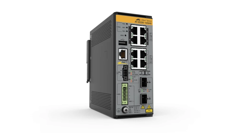 AT-IE220-10GHX-80 8x 10/100/1000T- 2x 1G/10G SFP+- Industrial Ethernet- Layer 2+ Switch- PoE++ Support Allied Telesis — view 2