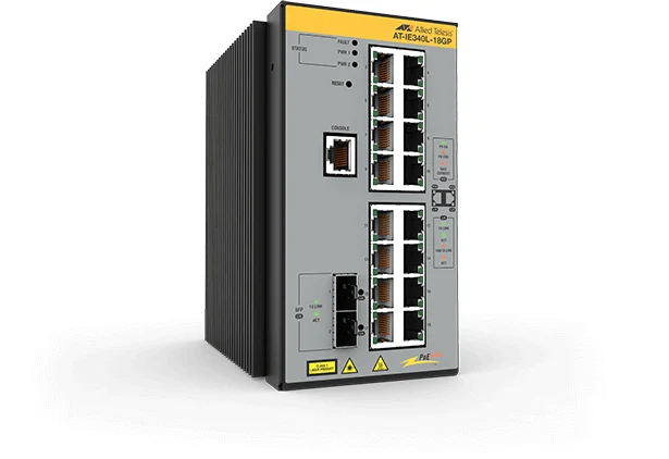 AT-IE340L-18GP-80 L3 Industrial Ethernet Switch- 16x 10/100/1000-T PoE+- 2x SFP Ports (as only 1000M speed to be supported) Allied Telesis — view 2