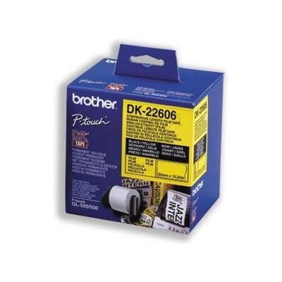 Brother DK22606 Continuous Paper Tpe (Blk Pnt on Yellow) 62mm x 15.24m Brother — view 2