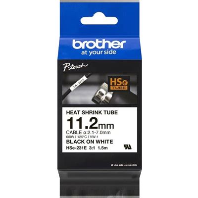 Brother HSe-231E 11.2mm x 1.5m Black on White Heat Shrink Tape Brother — view 2
