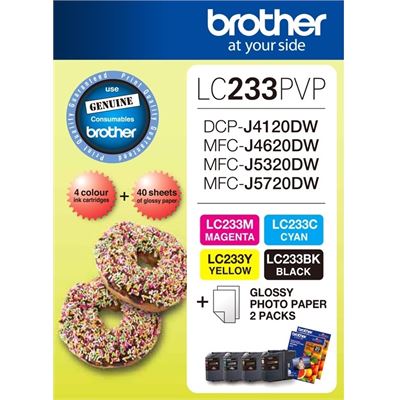 Brother LC233PVP Combo Pack with 40 Sheets of 6x4 Photo Paper Brother — view 2