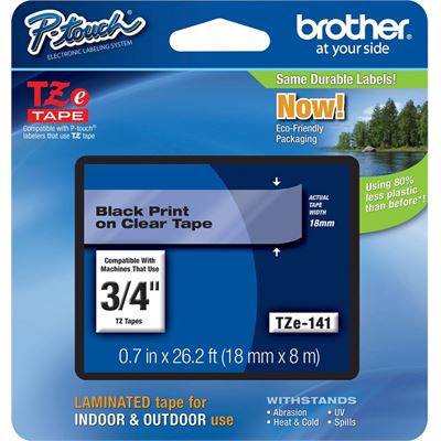 Brother TZe-141 18mm x 8m Black on Clear Tape Brother — view 2