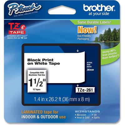 Brother TZe-261 36mm x 8m Black on White Tape Brother — view 2