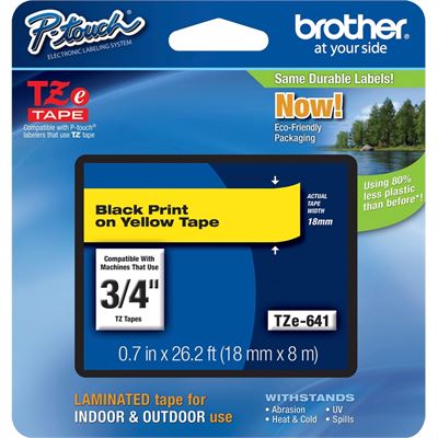 Brother TZe-641 18mm x 8m Black on Yellow Tape Brother — view 2