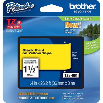Brother TZe-661 36mm x 8m Black on Yellow Tape Brother — view 2