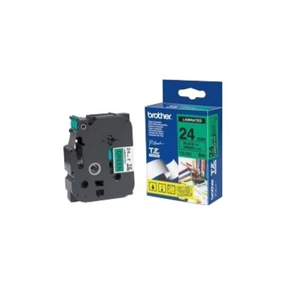 Brother TZe-751 24mm x 8m Black on Green Tape Brother — view 2