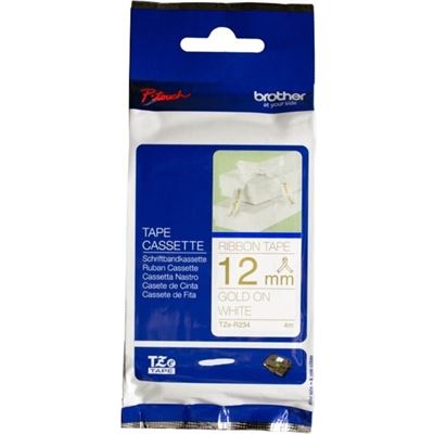 Brother TZe-R234 12mm x 4m Gold on White Ribbon Tape Brother — view 2