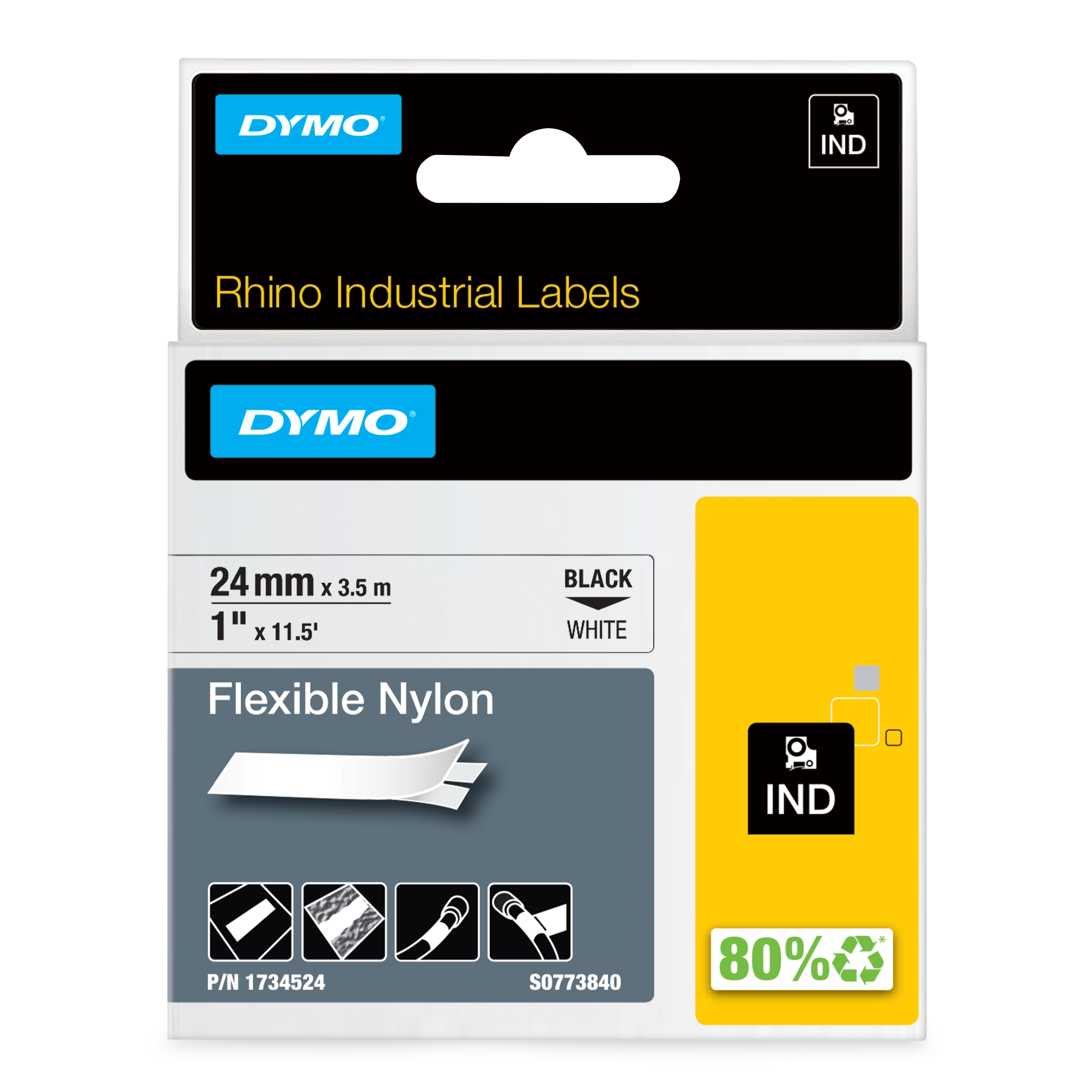 Dymo Rhino 24mm Wht Flex Nylon thumbnail 2