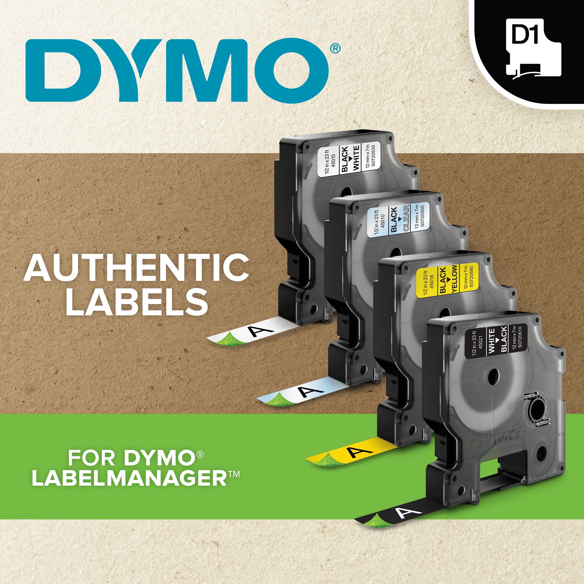 Dymo D1 Blk on Orn 12mm x 3m thumbnail 6