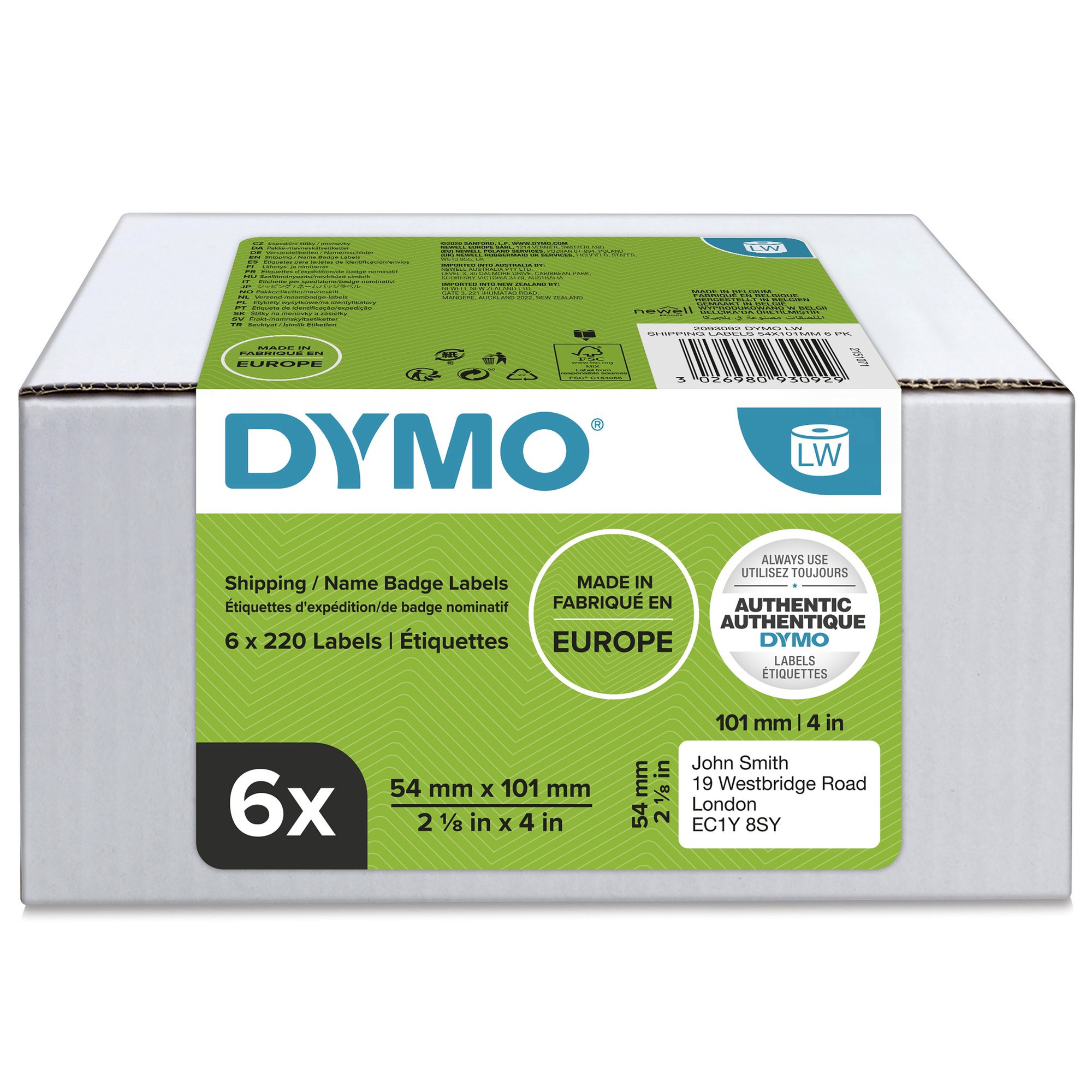 Dymo LW Ship Lbl 54X101m Pk6 thumbnail 1
