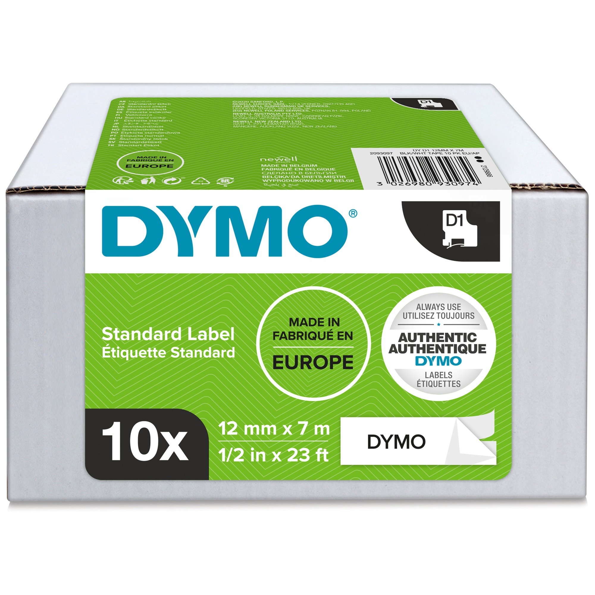 Dymo D1 Bk/Whi 12Mmx7M Pk10 thumbnail 1