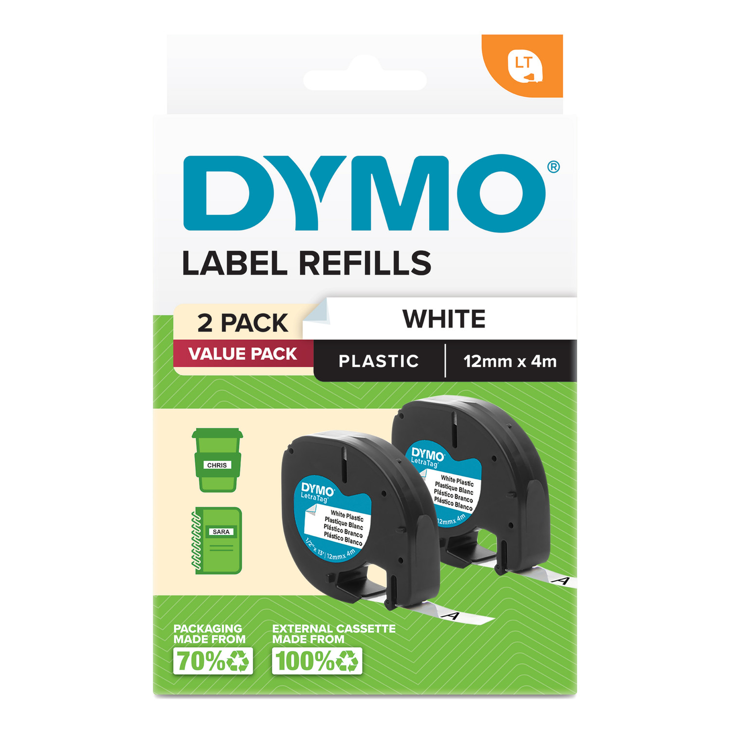 Dymo LetraTag PlasTape Wht Pk2 Dymo — view 2