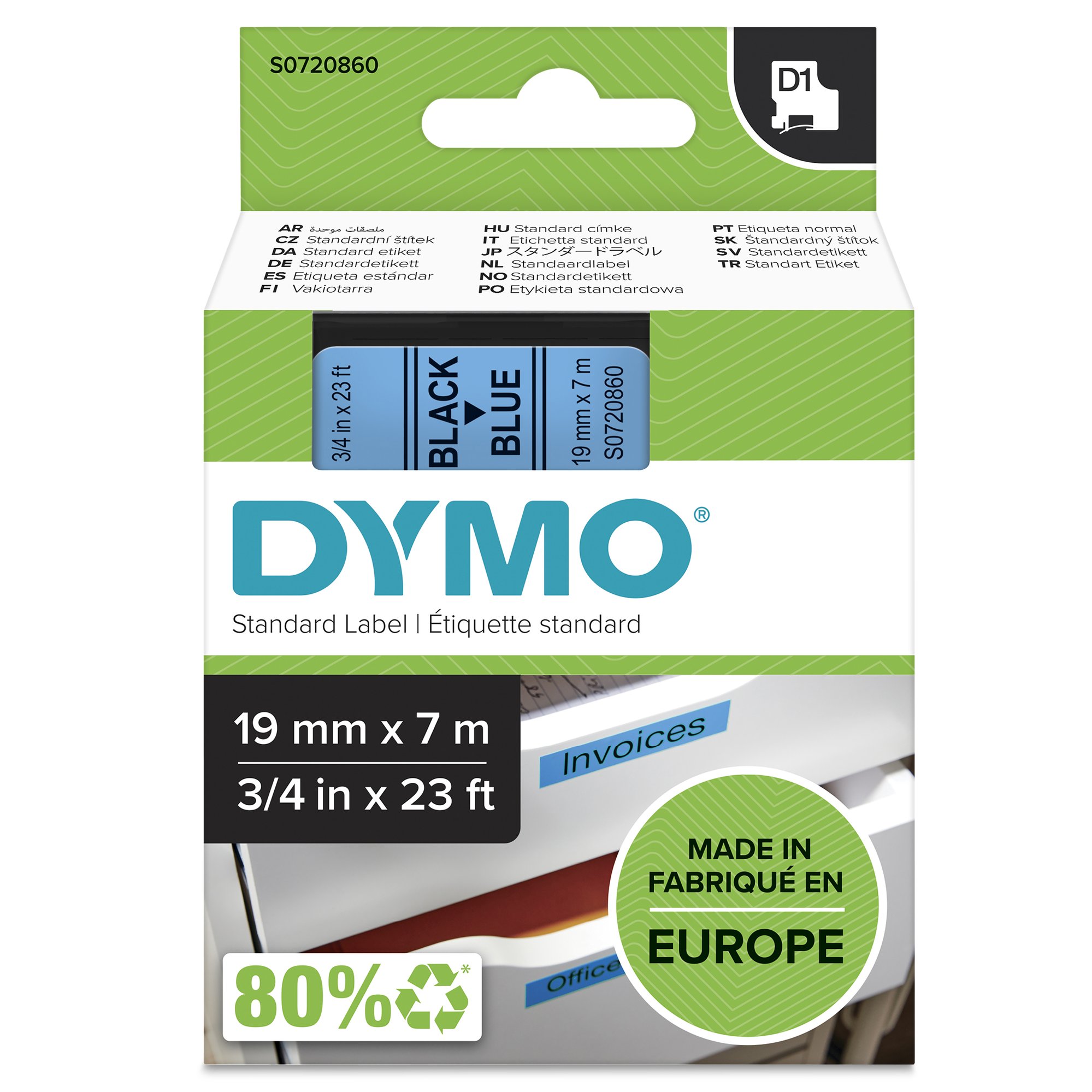 Dymo Blk on Blue 19mmx7m Tape thumbnail 1