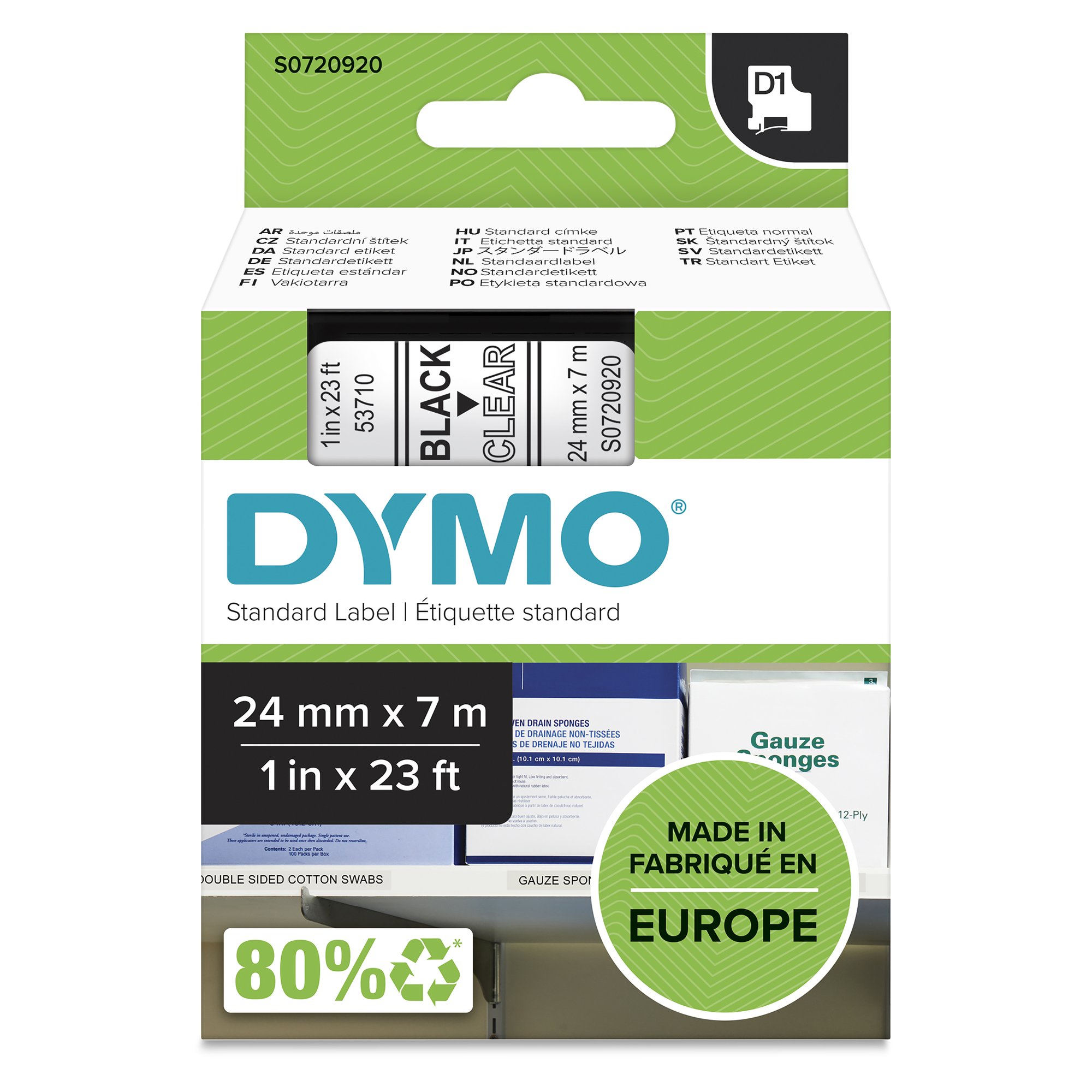 Dymo Blk on Clr 24mmx7m Tape thumbnail 1