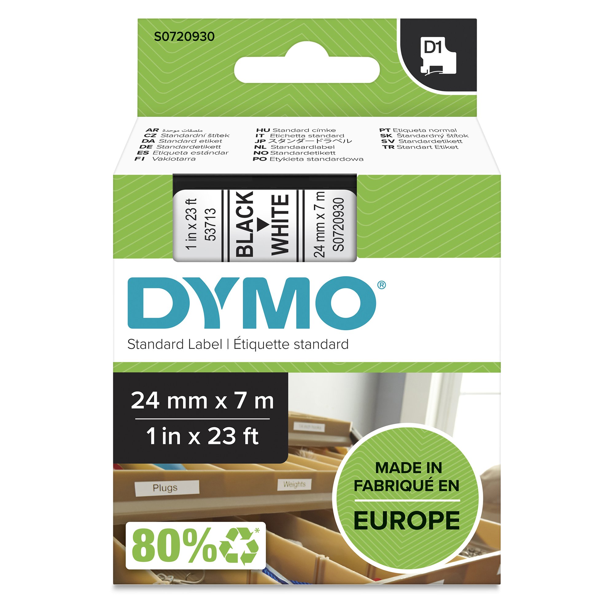 Dymo Blk on Wht 24mmx7m Tape thumbnail 2