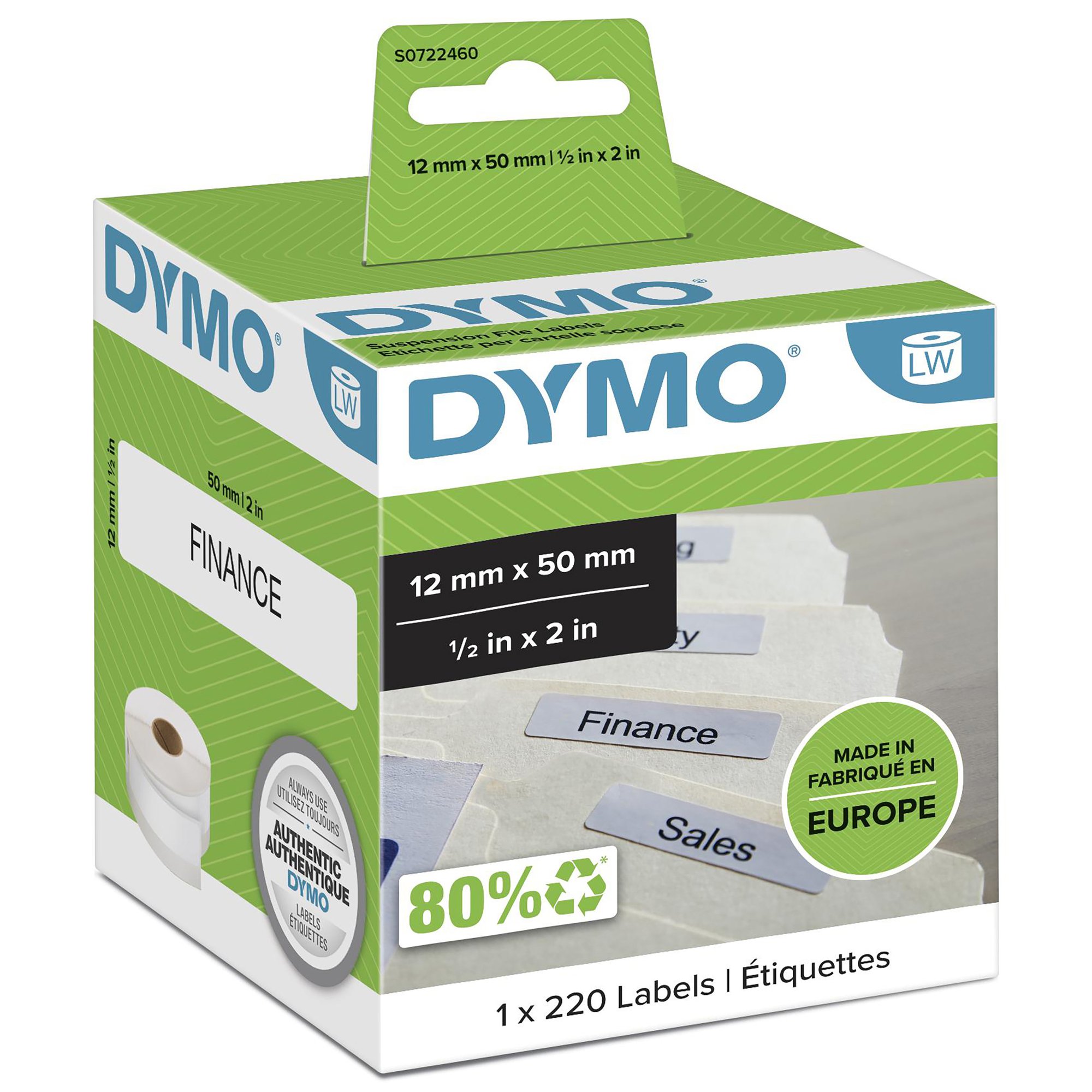 Dymo File Label 12mm x 50mm thumbnail 1
