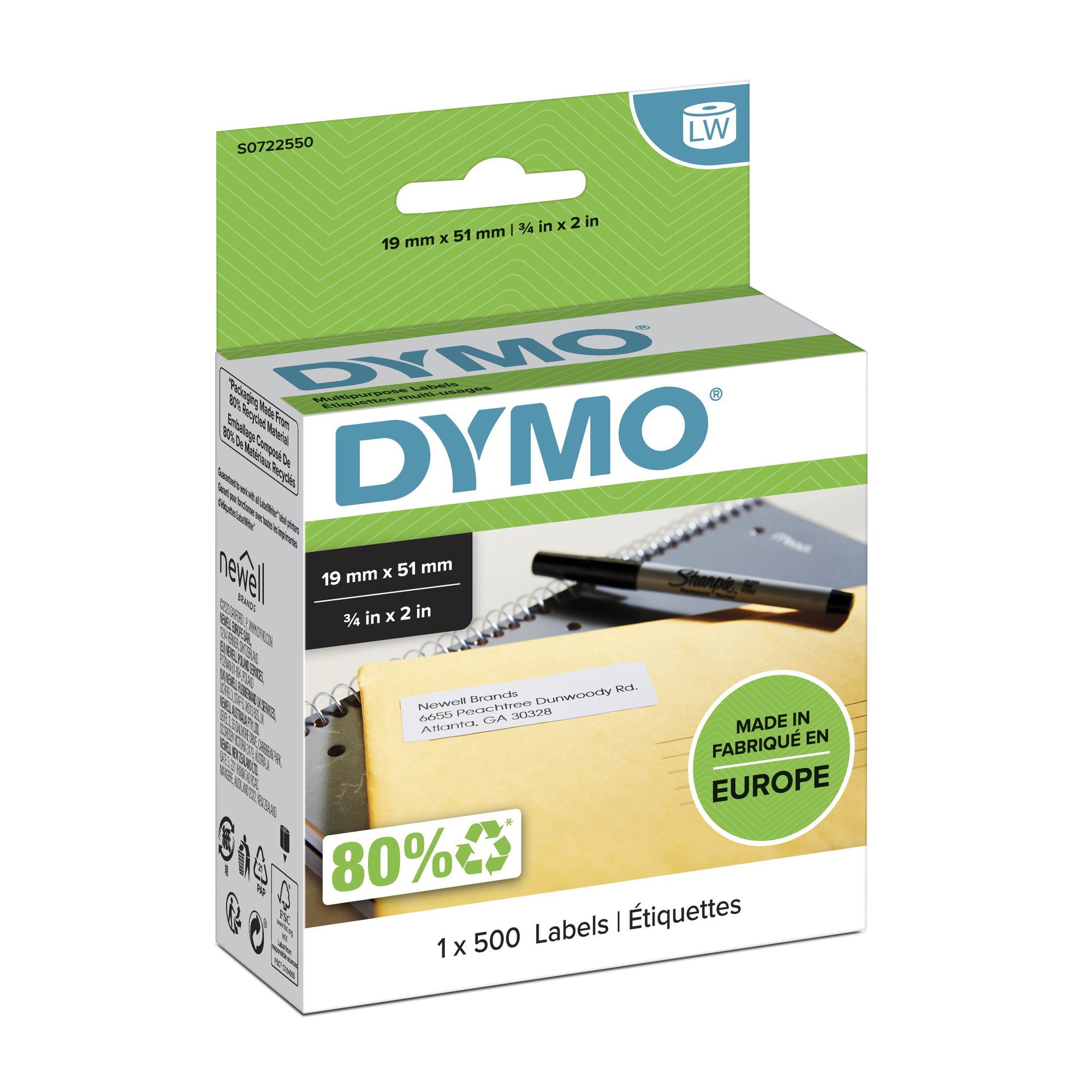 Dymo LW 19mm x 51mm White thumbnail 1